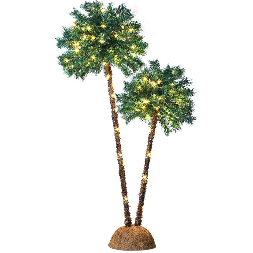 DAMEING Lighted Palm Tree, Pre-Lit Artificial Christmas Tree Lights Light Up LED Decorations Decor for Outside Patio Indoor Inside Party, Home, Office, Holiday Decor