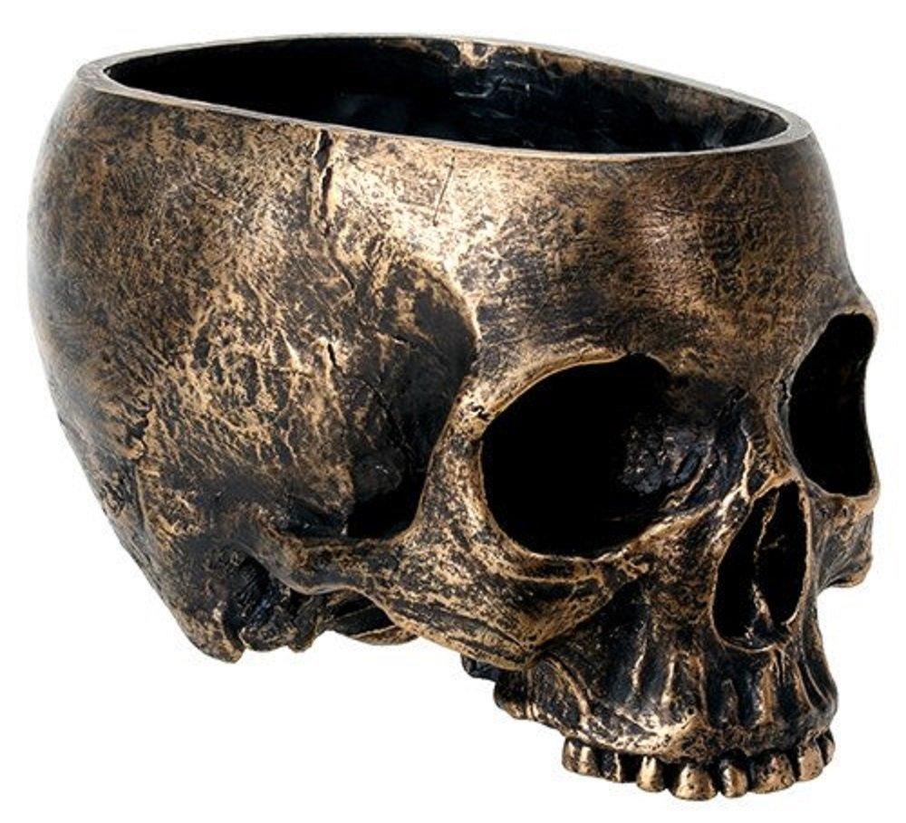 SUMMIT COLLECTION Bronze Resin Halloween Skull Candy Bowl Planter Dish Statue Sculpture Skeleton