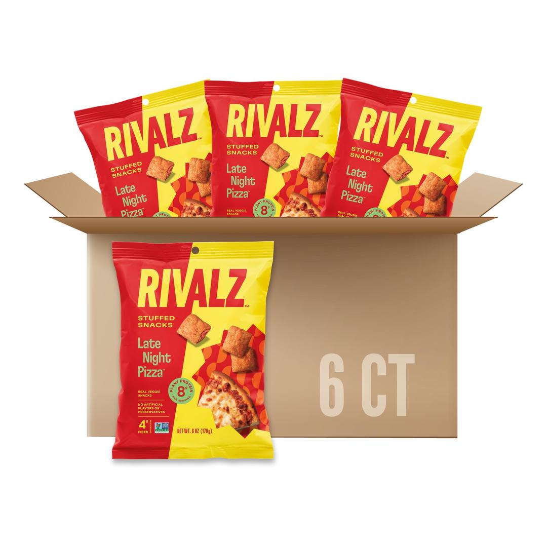 Rivalz Late Night Pizza Stuffed Snacks - Delicious & Nutritious Veggie Snack Bites - Vegan, Gluten Free, & Non-GMO - Zero Added Sugar and Plant-Based Protein - Healthy Snacks for Adults and Kids