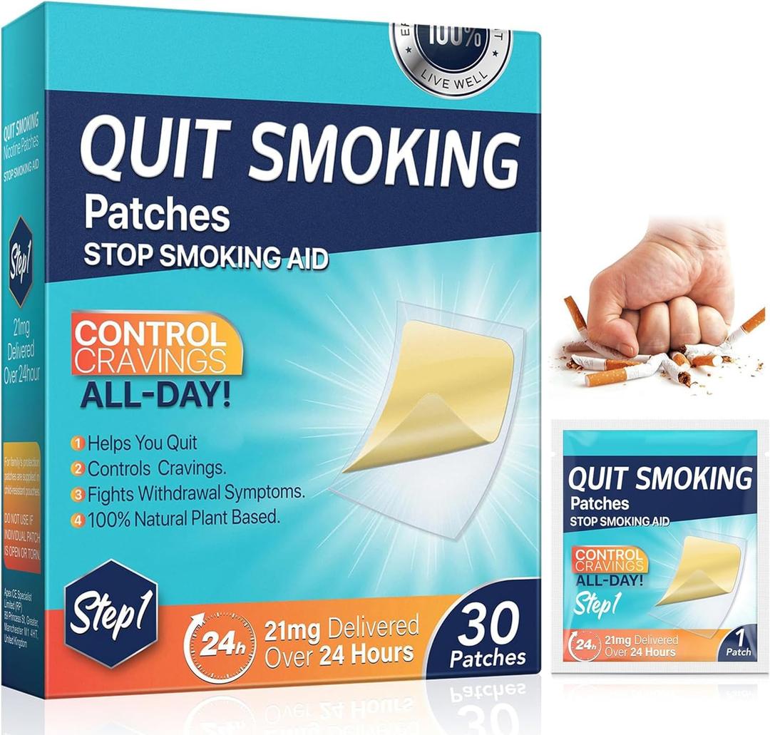 Excefore Quit Smoking Patches,Step 1 Smoking Aid to Quit Smoking,Delivered Over 24 Hours Transdermal System,30 Count Patches to Help Quit Smoking,Stop Smoking Aids That Work with 2 Week (21mg)