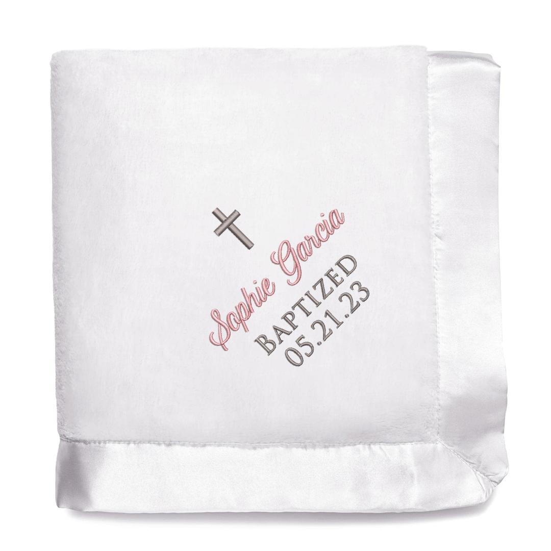 Lifetime Creations Personalized Baby Baptism Gift Blanket: Custom Embroidered White Christening Blanket, Baptism Gifts for Boys Girls, Baby Dedication Gifts, Bautizo Regalo, Baptismal Gifts