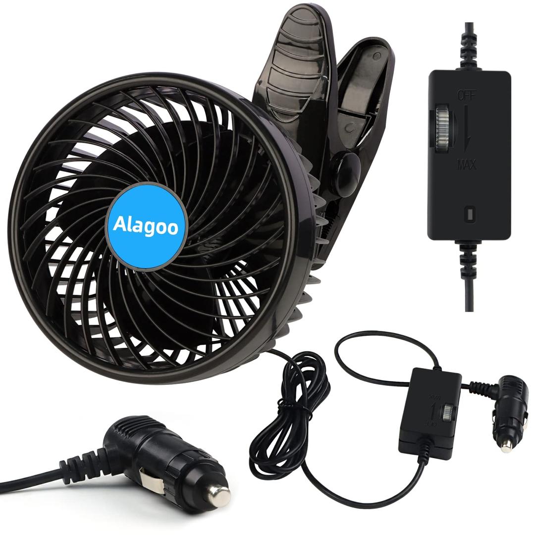 Car Fan 6'' 12V Fan Cool Gadgets Clip Fan for Front Rear Seat Passenger Portable Car Seat Fan Electric Car Fans Quiet Car Air Conditioner with Cigarette Lighter Plug for Car/Vehicle SUV, RV