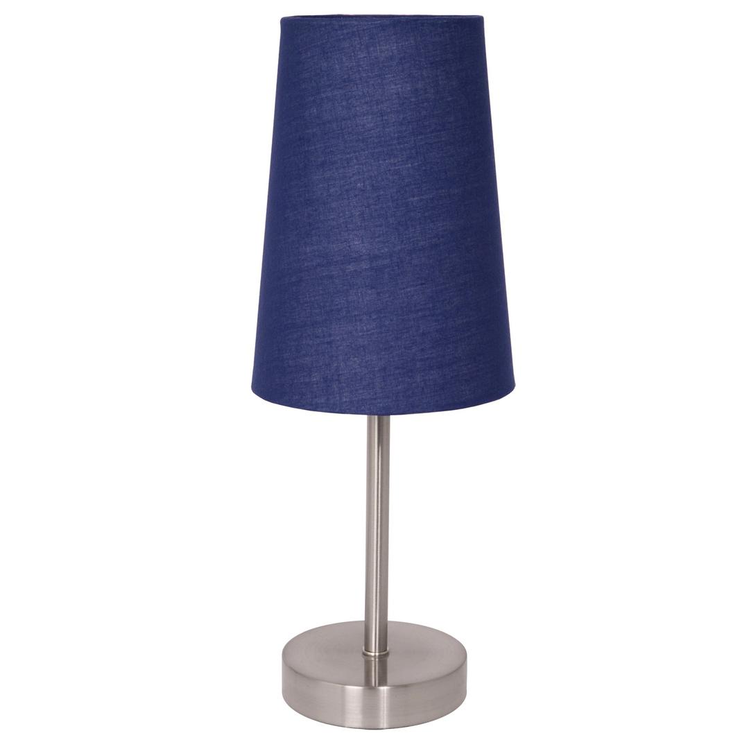 Table Lamp with Blue Linen Lamp Shade by Light Accents - Bedroom Lamp with Blue Fabric Shade - Nightstand Lamp - Side Table Lamp - Desk Lamp with Blue Shade - Table Lamp for Bedroom