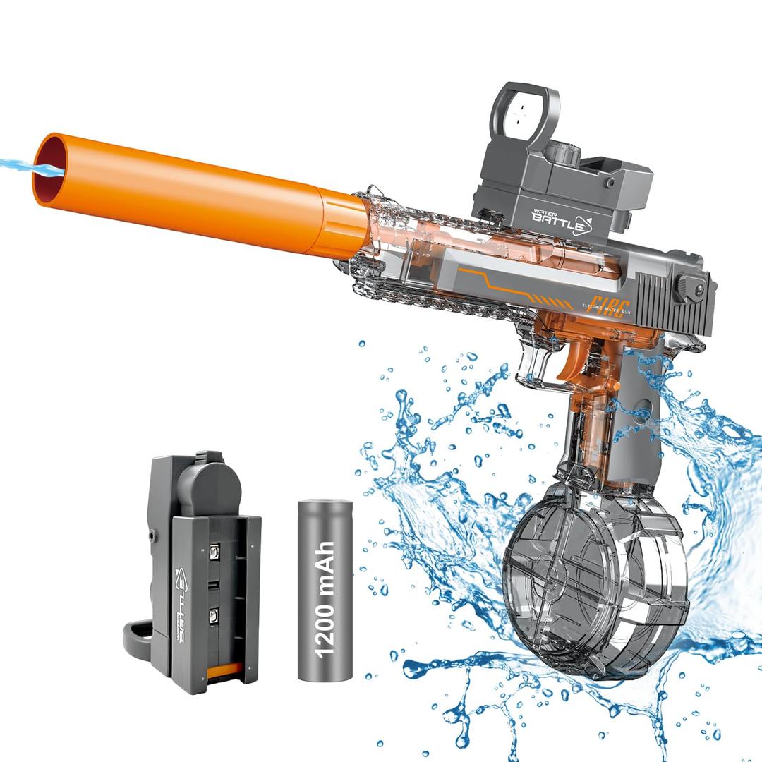 Powerful Electric Water Gun, Automatic Squirt Gun up to 32Ft Long Range, 300 Water Shots, Classic Strong Squirt Gun, Summer Outdoor Swimming Pool Water Toy for Adult/Kids