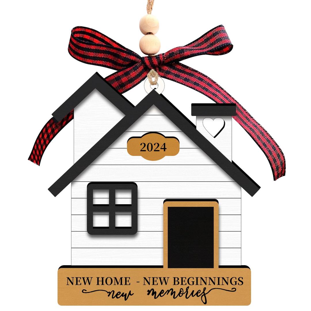 House Warming Gifts New Home - WOXAFO New Home Ornament 2024, Best Housewarming Gifts 2024, Wooden First Christmas Ornament 2024 for Couple Men Women (2024)