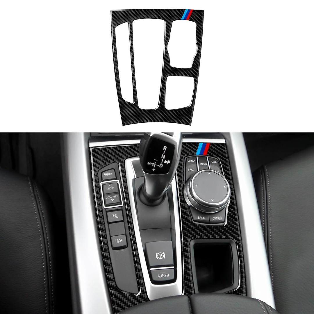 Car Gear Shift Panel Sticker Decal Carbon Fiber Trim Cover fits for BMW X5 F15 X5M F85 X6 F16 X6M F86 2014 2015 2016 2017 2018 2019 Accessories