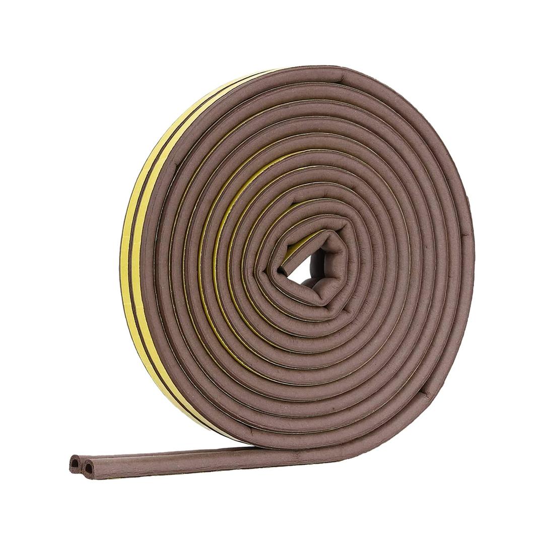 Sawanork 10m Self-Adhesive Foam Seal Strip for Doors and Windows, D-shaped Door Weather Stripping, Insulation Soundproof Seal Strip, 33ft (10m) Per Roll, Brown