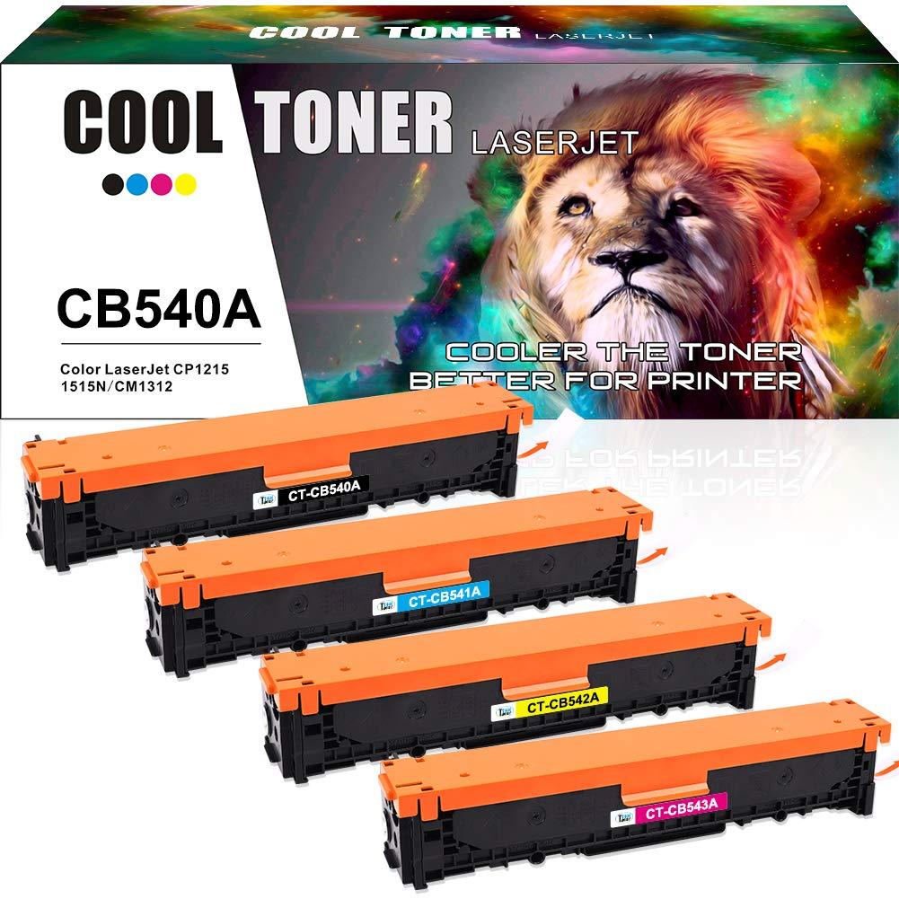 Cool Toner Compatible Toner Cartridge Replacement for HP 125A CB540A CB541A CB542A CB543A for HP Color LaserJet CP1210 CP1215n CP1215 CP1215CP1515N CP1518NI CM1312 CM1312NFI, Canon i-Sensys MF8050CN