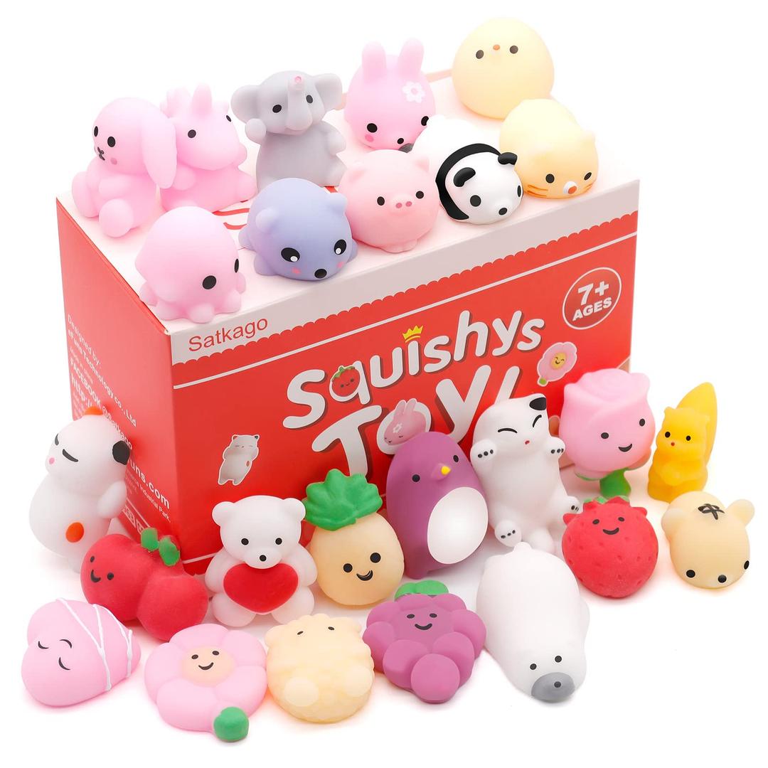 Mochi Squishys Toys, 25pcs Mini Kawaii Squishies, Easter Basket Stuffers Easter Egg Fillers, Easter Gifts for Kids, Party Favors Supplies for Encanto Birthday for Kids Teens Adults