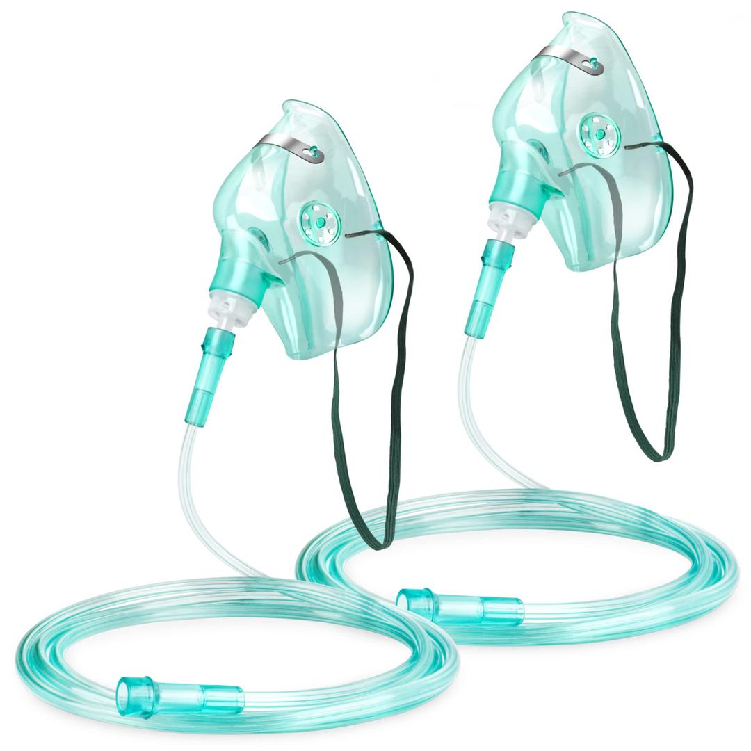 ANSNF2 Pack Oxygen Mask for Face Adult with 6.6' Tube & Adjustable Elastic Strap - Size M - NO Cup