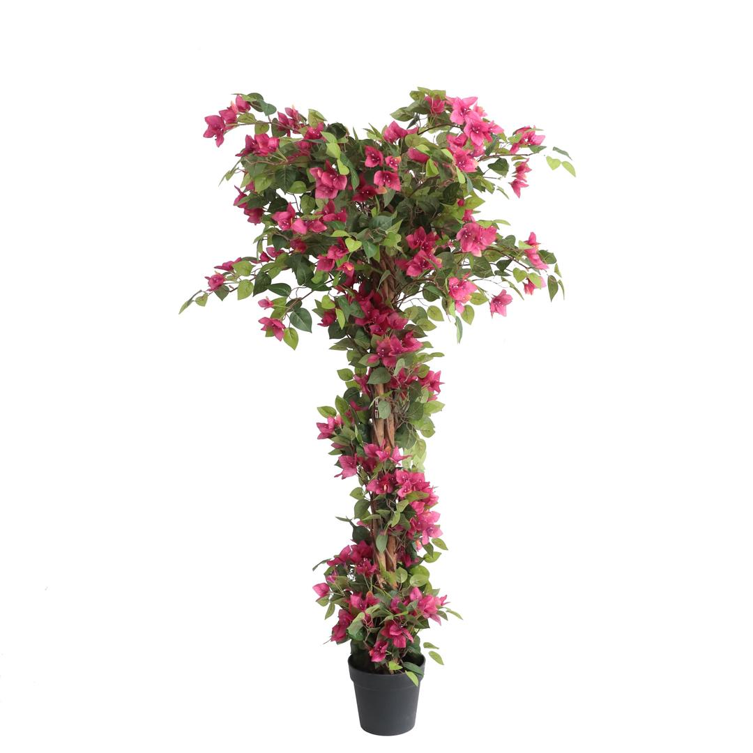 5 Feet Artificial Bougainvillea Tree with Flowers in Plastic Pot Faux Blooming Tree for Decor Indoor or Outdoor Home Office, 1 PCS(63 inch)