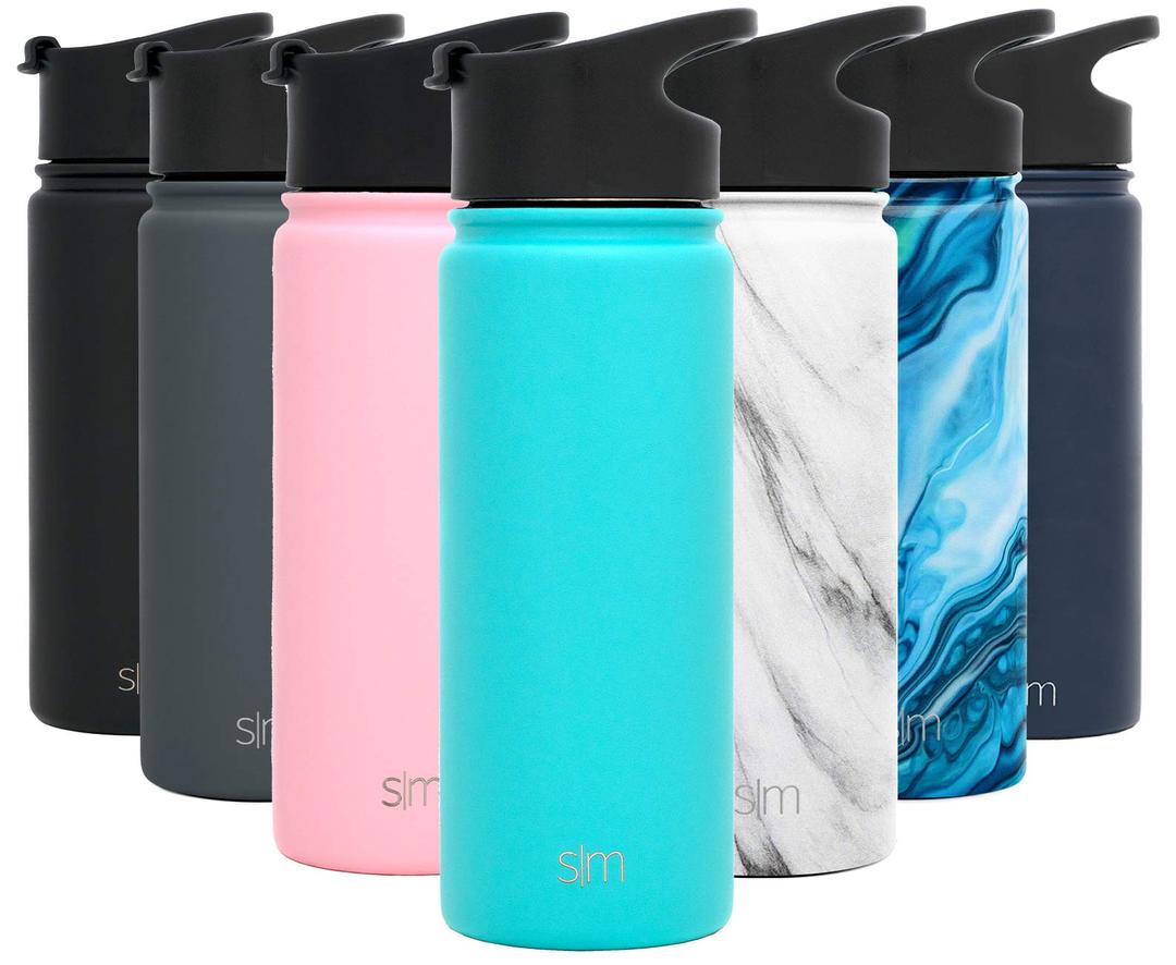 Simple Modern 18 Ounce Summit Sports Water Bottle - Travel Mug Stainless Steel Tumbler Flask +2 Lids - Wide Mouth Double Wall Vacuum Insulated Teal Leakproof -Caribbean (SUMMIT-BOOT-CHUG)