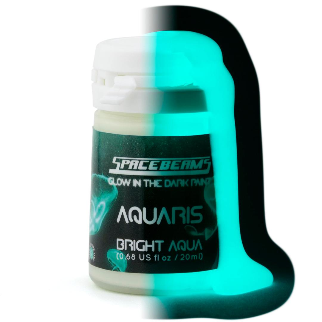 SpaceBeams Aquaris Glow in the Dark Paint (20ml) Bright Aqua Glow (Light Blue/Turquoise), Non-Toxic, Water Based