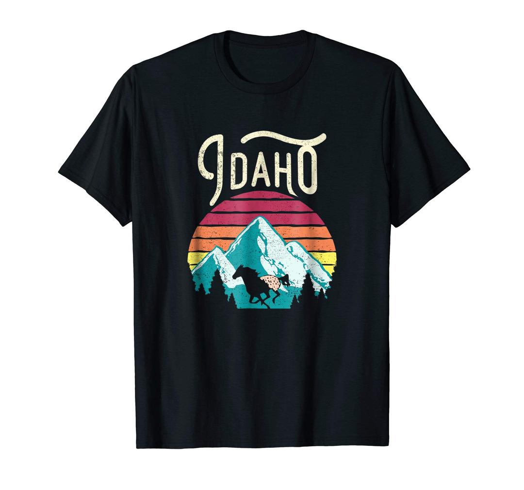 Retro Idaho ID Mountains Outdoor Wildlife T-Shirt