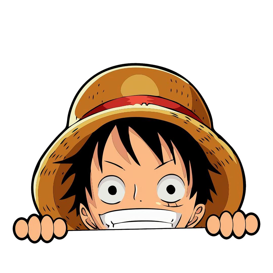 obenao 2 Pack One_Piece_Monkey-D-Luffy Peeker- Peeking Car Decals DIY Anime Motorcycle Laptop Decals Skateboard Bike Bumper Window Stickers