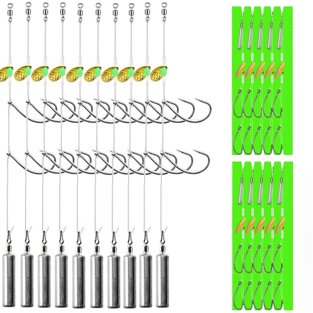 10Pcs Drop Shot Ready Rigs Kit with 2 Fishing Wacky Hooks,No Snag Skinny Sinker(1/2oz,3/8oz,1/4oz.1/5oz.), Spinner Blades， Fishing Bass Rig Cylinder Saltwater Freshwater