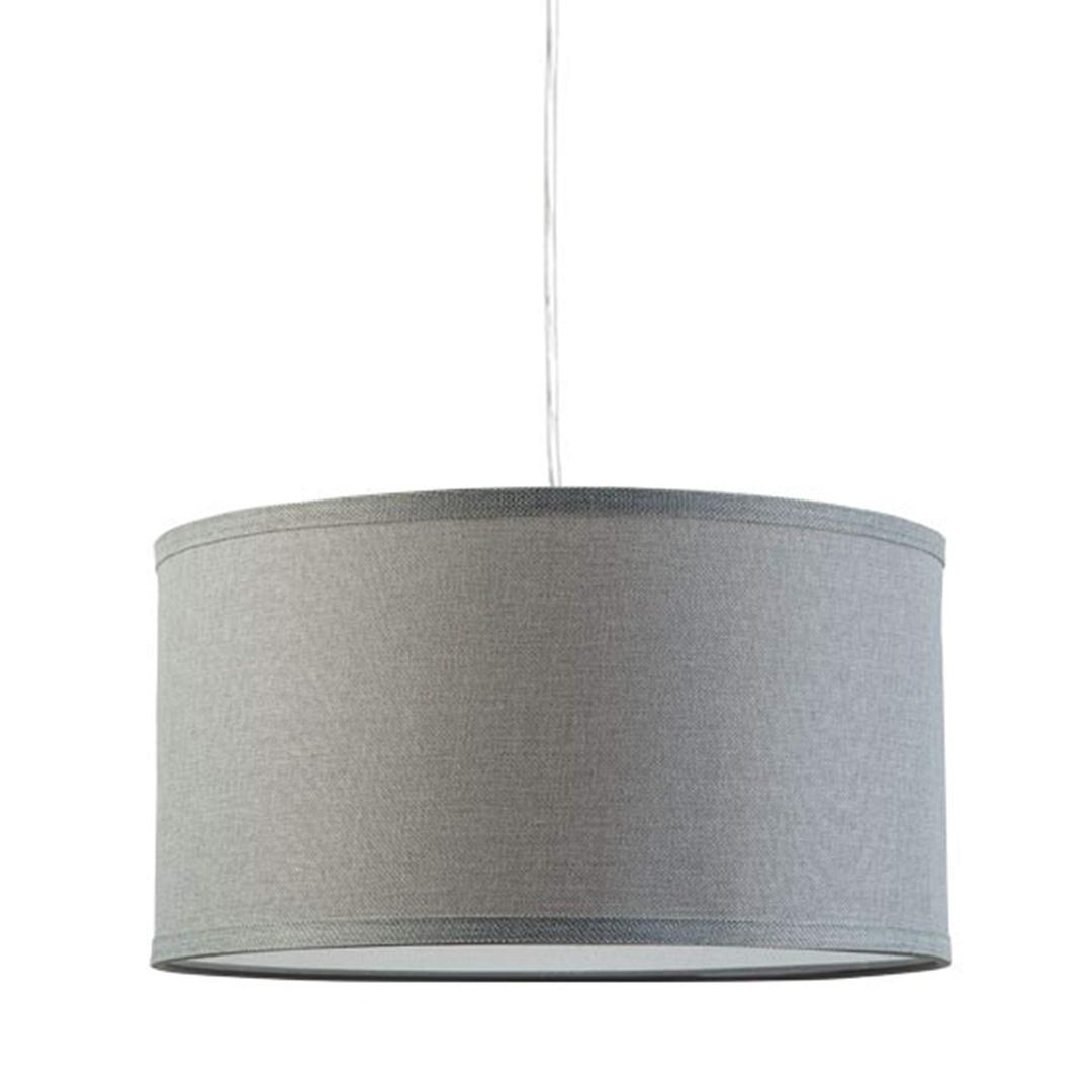 Linea di Liara Messina Drum Pendant Light Fixture Dining Room Light Over Table Kitchen Pendant Lighting with Heather Gray Fabric Shade Drum Chandelier, UL Listed