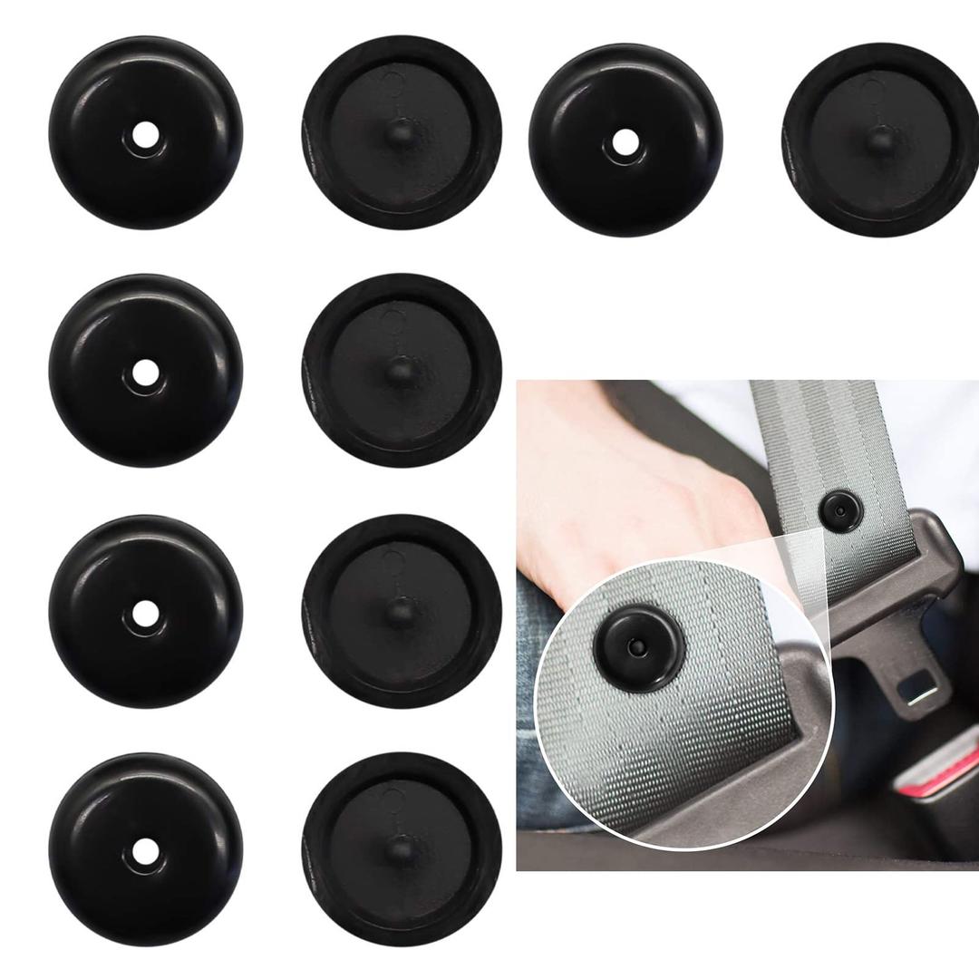 SYDA 5 Sets Universal Fit Seatbelt Stopper Kit, Snap-on Seat Belt Button Stop, Black Seat Belt Buckle Button Prevent Plastic Seat Belt Button Buckle Clip Stop From Sliding Down The Belt