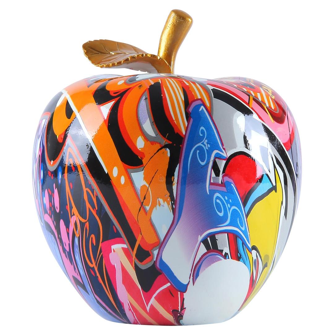 Colorful Fruit Figurines Apple Artwork Resin Christmas eve Gift Collection Sculpture Abstract Graffiti Statue Healing