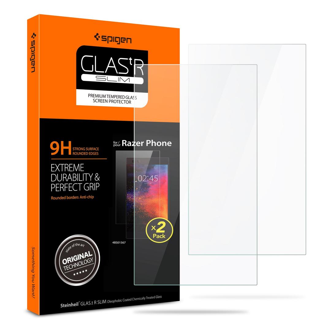 Spigen Glas tR Slim Razer Phone Screen Protector [ Tempered Glass ] [ Case Friendly ] for Razer Phone (Pack of 2)