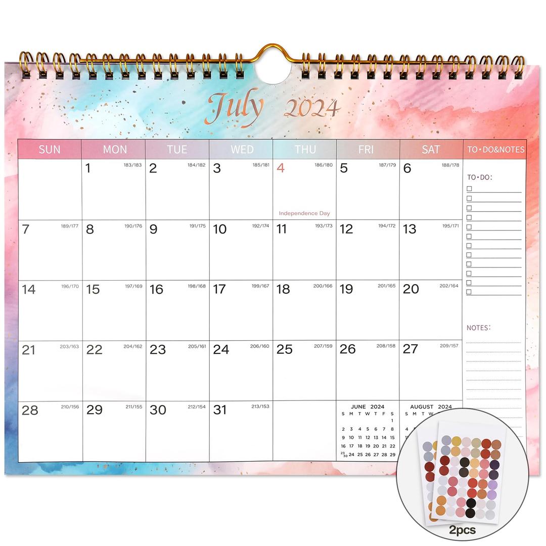 Lbylyhxc 2024-2025 Calendar - Includes July 2024 to December 2025-18 Monthly Wall Calendar 2024-2025, 11 x 8.5 Inches.Thick Paper with Julian Dates and Block for New Year and Christmas Presents (2024-2025 wall calendar colorful)