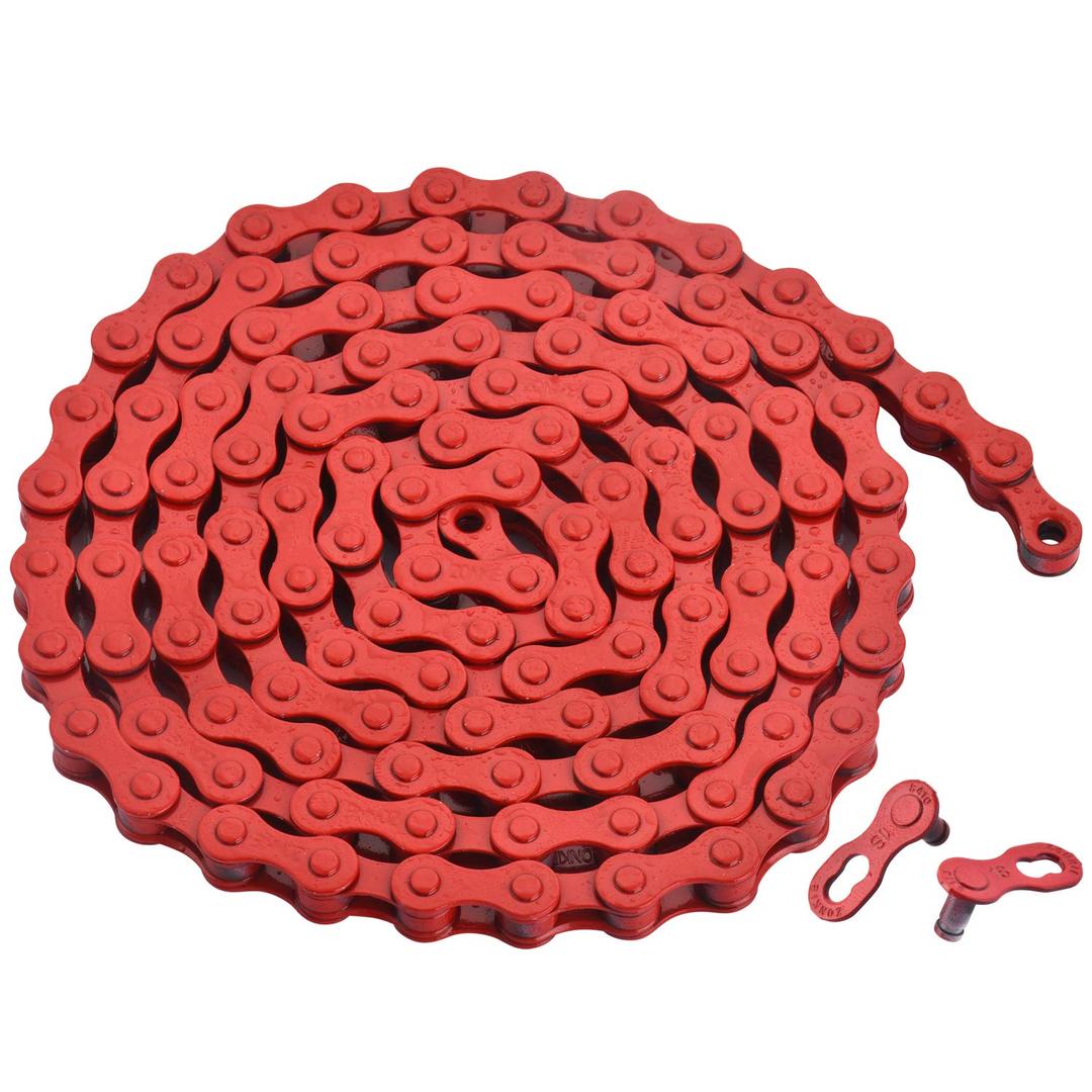 ZONKIE Single-Speed Bicycle Chain 1/2 x 1/8 Inch 116 Links (Red, 1/2" ×1/8" 116 Links)