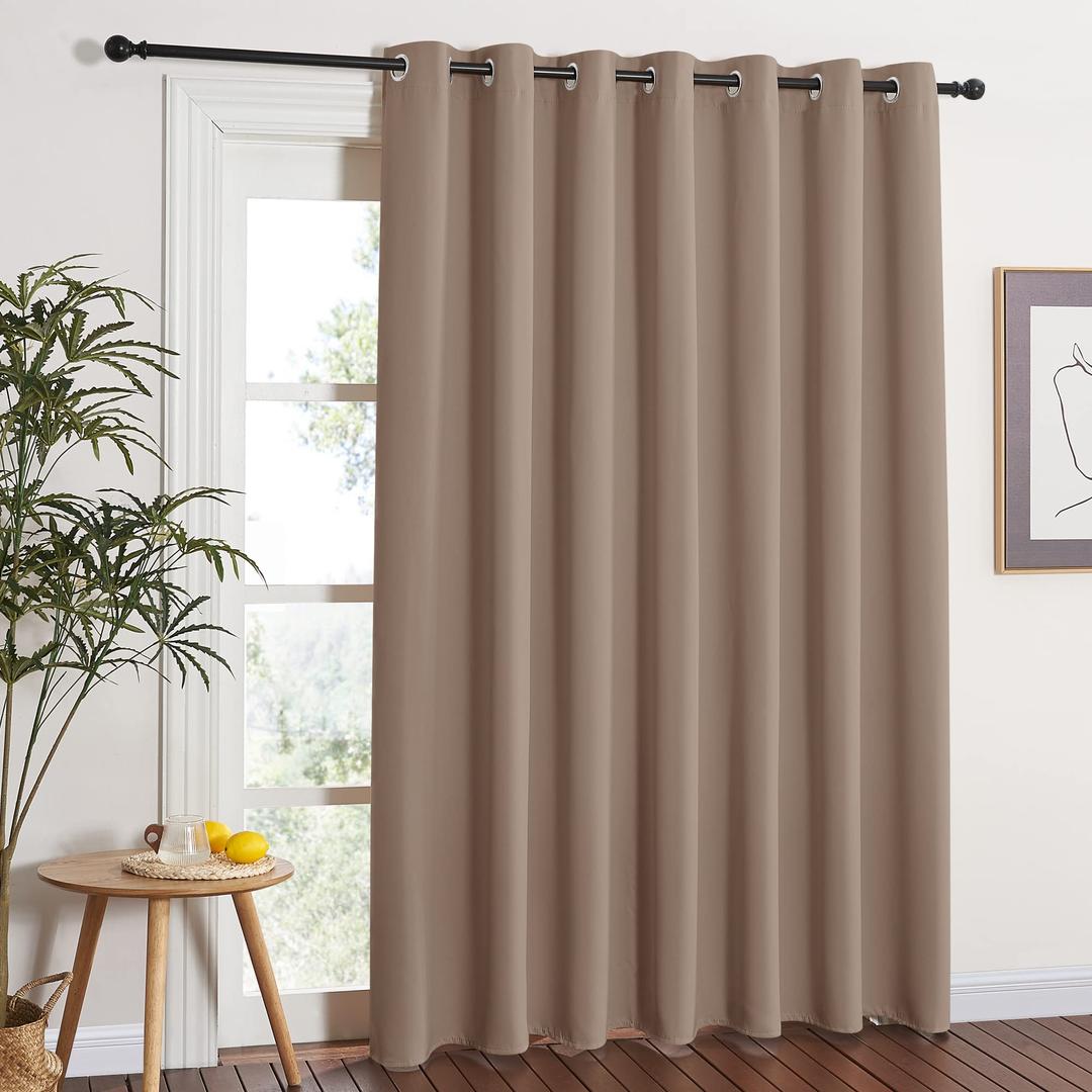 NICETOWN Blackout Blinds for Patio Door - Sliding Door Insulated Blackout Curtains, Extra Wide Curtain for Villa/Hall/Parlor (100 inches W x 84 inches L, Cappuccino)