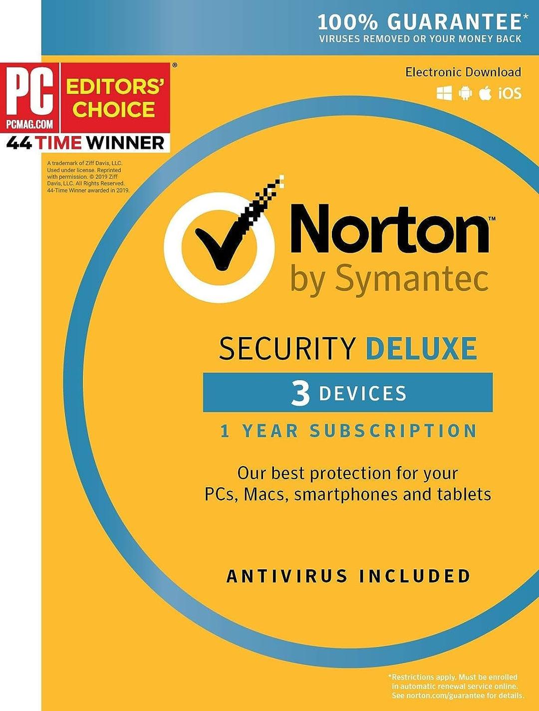 Symantec Norton Security Deluxe 3 Devices PC/Mac/Mobile Key Card