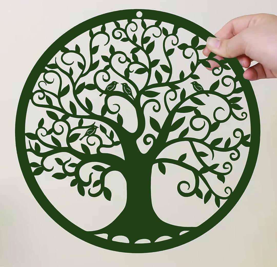 RESACO Tree of Life Wall Art Metal Tree Wall Decor Family Tree Wall Plaque 11 Inches Irish Wall Hanging for Bathroom Kitchen Living Room Bedroom Indoor Outdoor（Green）