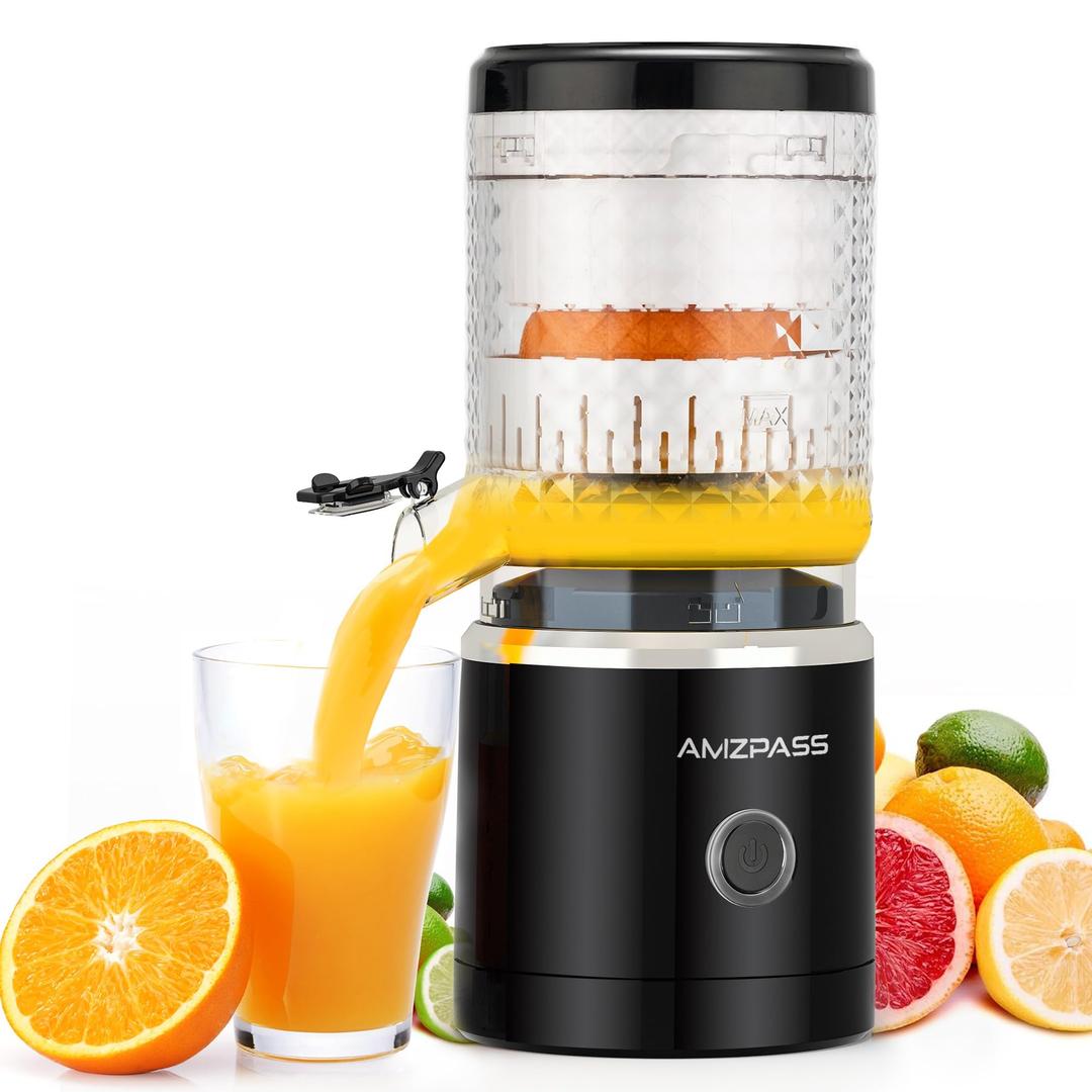 Electric Citrus Juicer, Rechargeable Lemon Squeezer with USB and Cleaning Brush, Portable 1-Button Juicer Machine for Orange, Lemon, Grapefruit(Black)