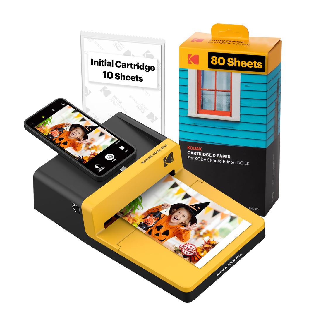 KODAKDock ERA Plus 4PASS Instant Photo Printer (4x6) (Printer + Initial 10 Sheets + 80 Sheets)