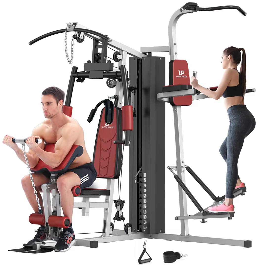 Multifunctional Home Gym Equipment Workout Station with Pulley System, Arm, and Leg Developer for Full Body Training