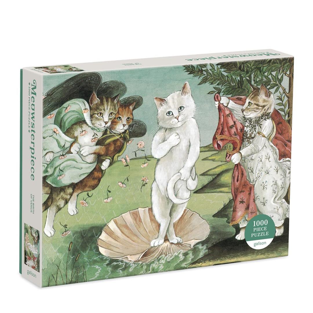 Galison Birth of Venus Meowsterpiece of Western Art 1000 Piece Puzzle from Galison - Beautifully Illustrated Parody of Boticelli's Iconic Work, 27" x 20", Unique Gift Idea