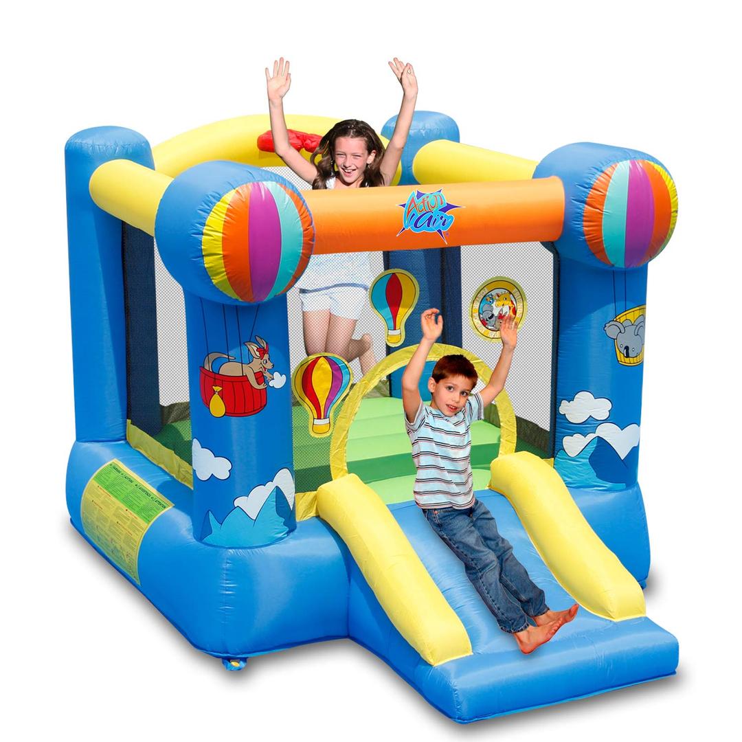 ACTION AIR Bounce House, Inflatable Hot Air Balloon Bouncer with Air Blower, Jumping Bouncy Castle with Slide for Outdoor and Indoor, Love for Kids