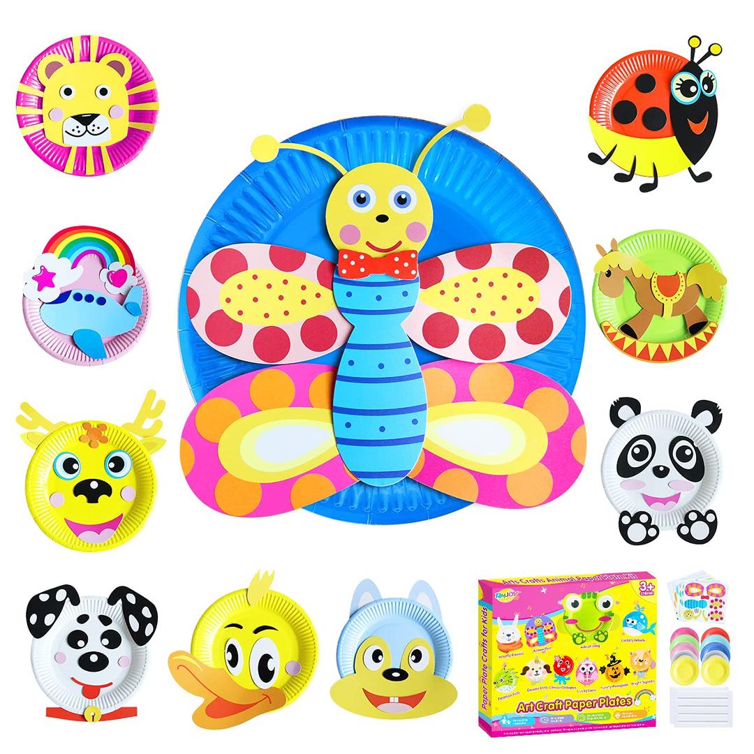 RMJOY Art Kids Paper-Craft Toys: Paper Plate Art Set for Boys Girls Toddler Children DIY Learning Game Party Supplies Gift Bulk for Birthday| Christmas| Preschool| Halloween| Kindergarten|Fun Project