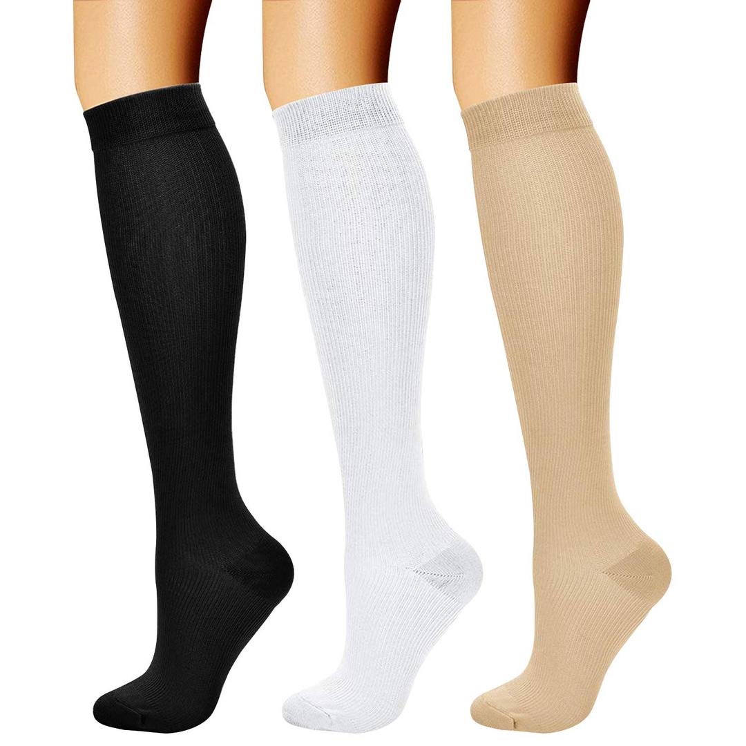 CHARMKING Compression Socks for Women & Men Circulation (3 Pairs) 15-20 mmHg is Best Support for Athletic Running Cycling