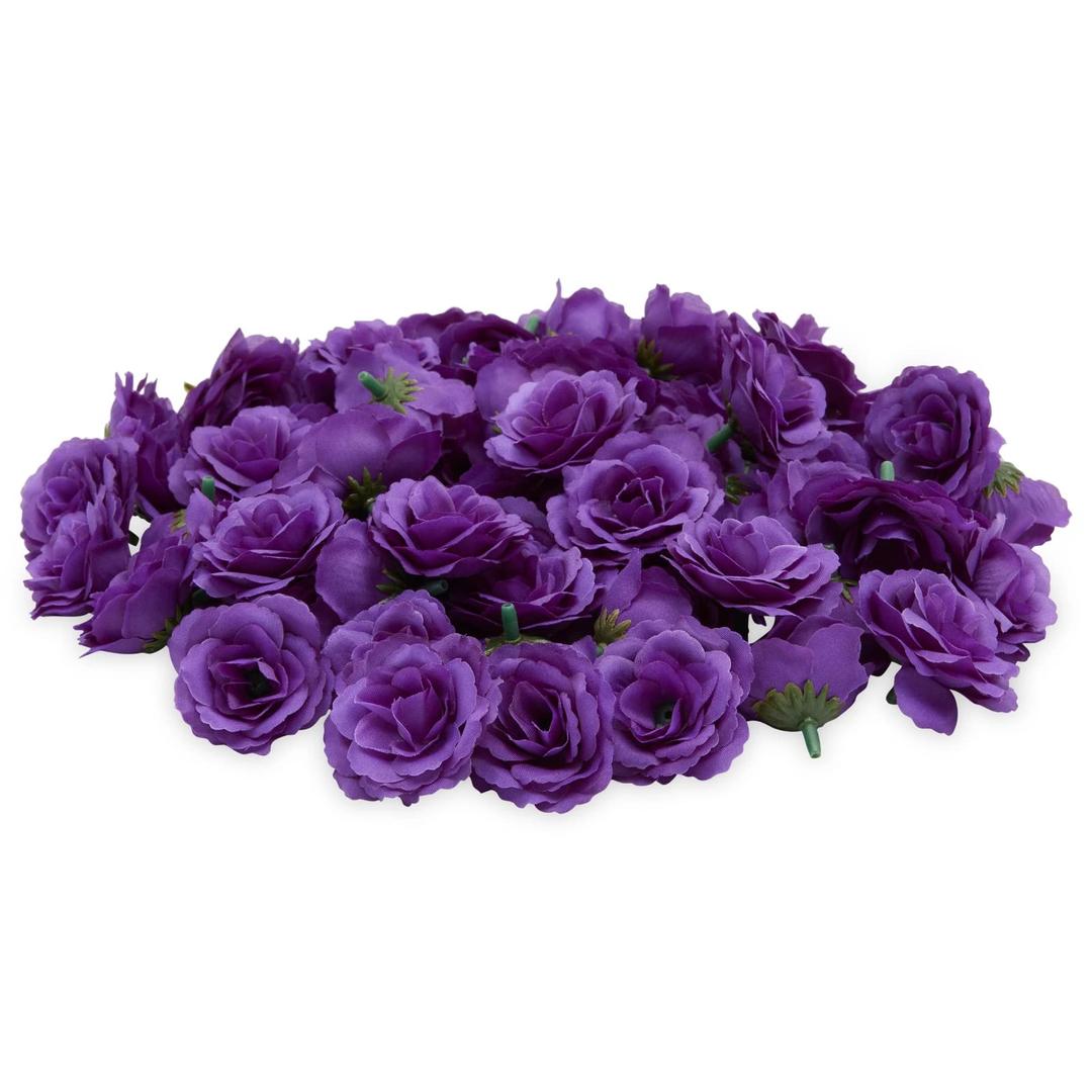 Bright Creations 75 Pack Purple Flowers for Crafts 2 Inch Stemless Silk Cloth Roses for Bridal Shower, Wedding Receptions, Faux Bouquets - Purple Flowers for Centerpieces - Purple Flowers Artificial