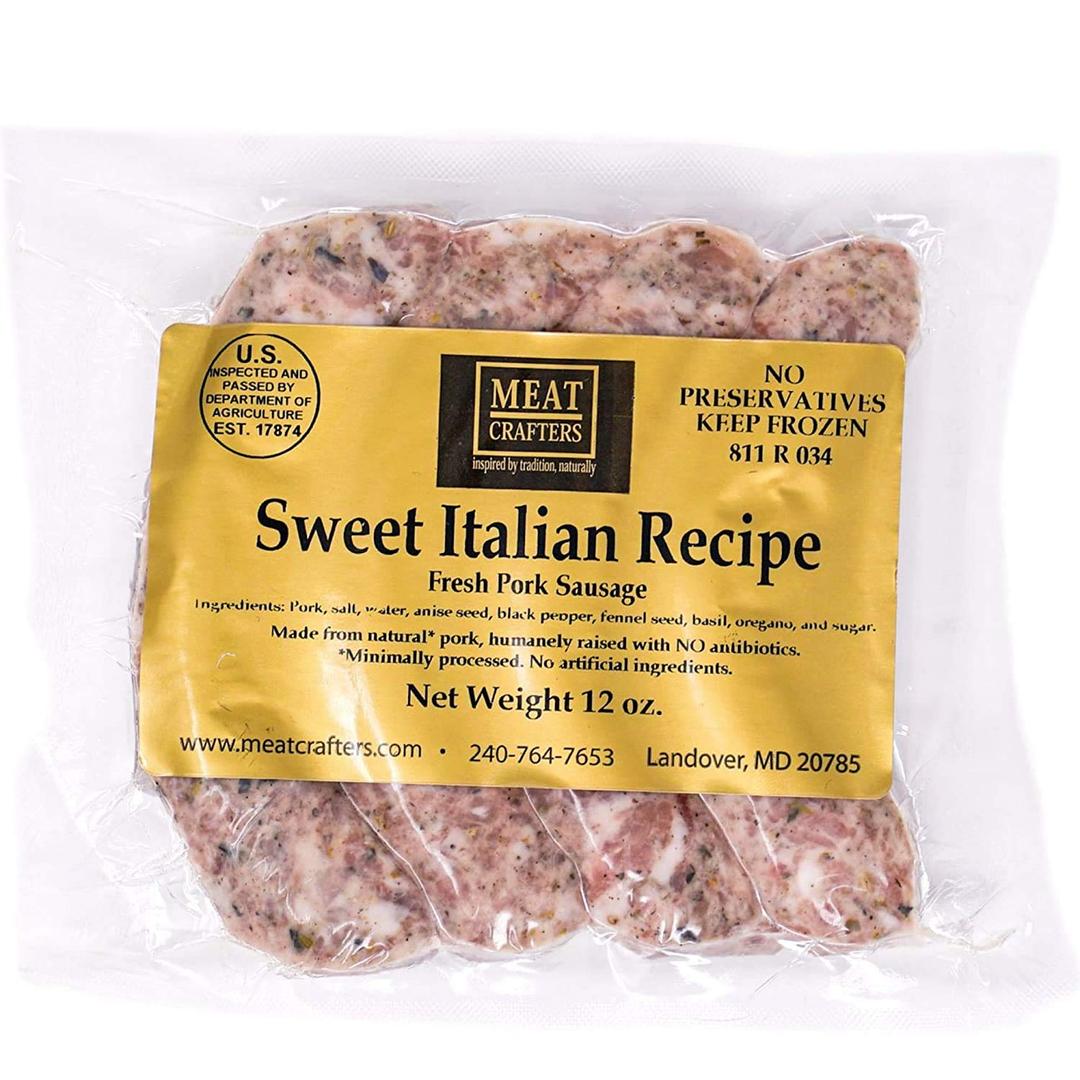 MeatCrafters Sweet Italian Pork Sausage, Minimally Processed, No Artificial Ingredients, 12oz (4-Pack, 16 Total Links)