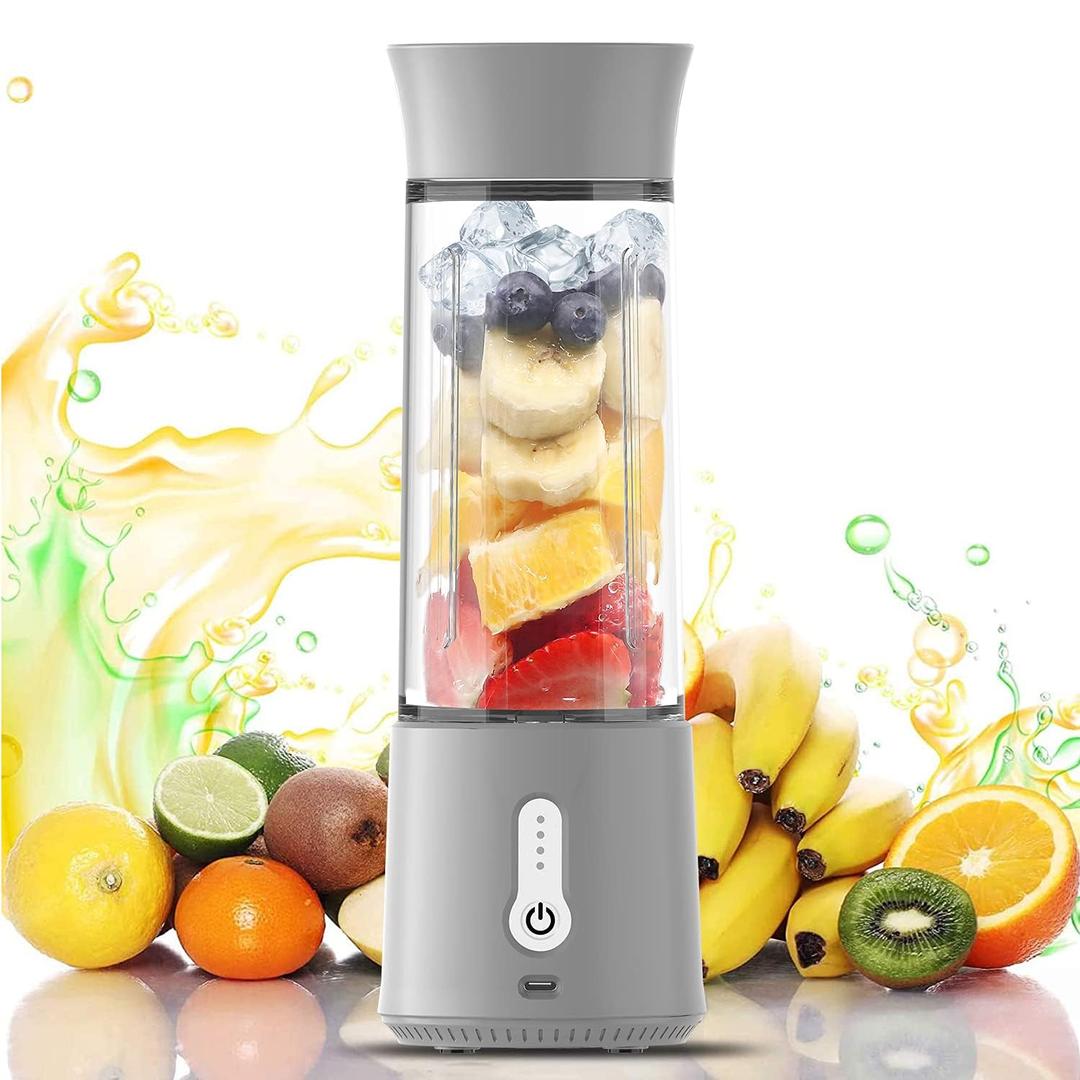 XVersion Portable Blender 500ML, Smoothie Blender, Portable Juicer Blender Smoothie Maker, Mini blender, High Speed 6-Blades for Office,Gym,Outdoor,Home,Travel,Baby Food Blender (Grey)