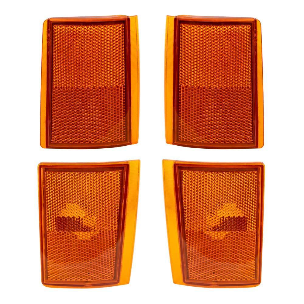 Brock Replacement Driver and Passenger 4 Pc Set Upper & Lower Signal Side Marker Reflector Lights Compatible with 1988-1993 C1500 C2500 K2500 K3500 Pickup Truck