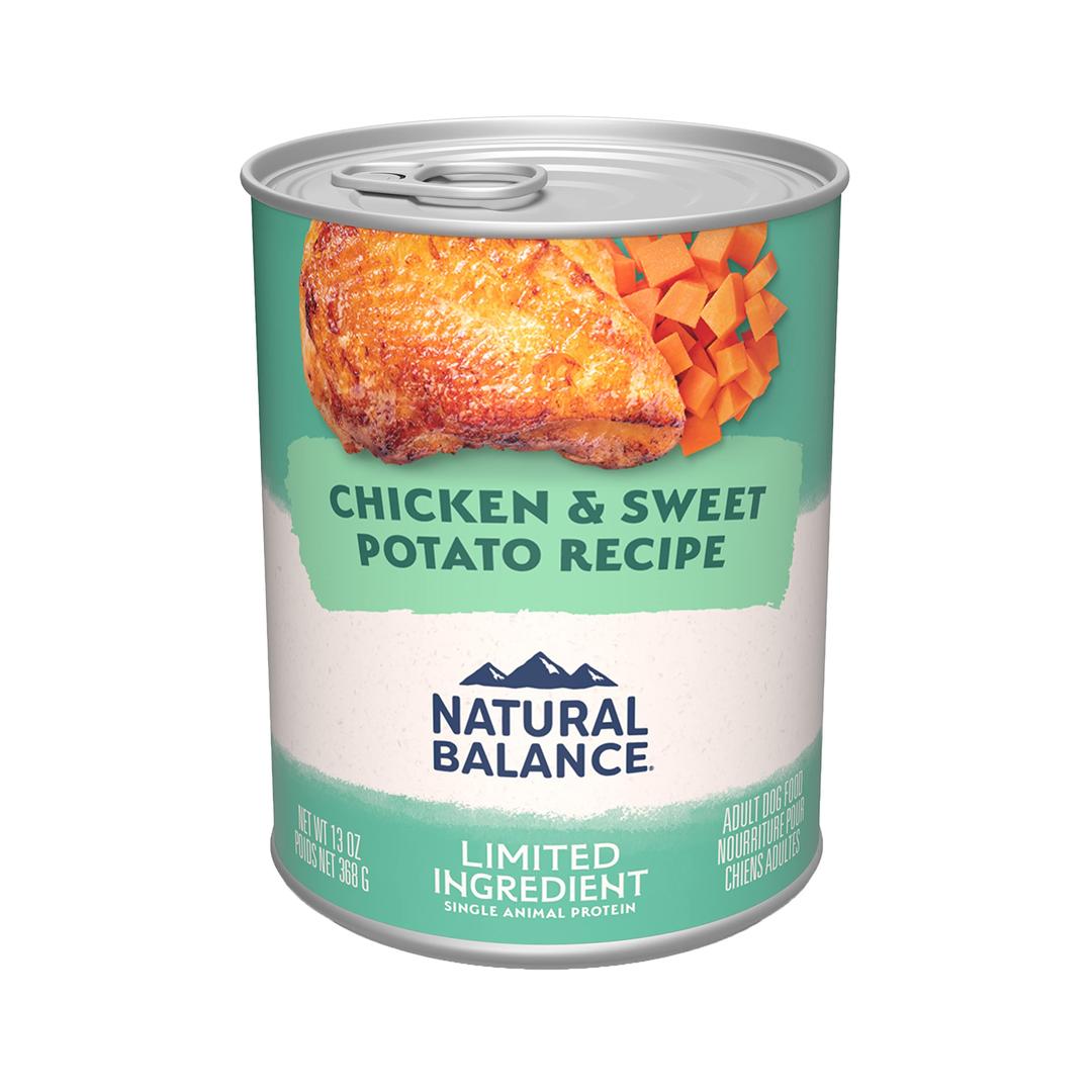 Natural BalanceLimited Ingredient Adult Grain-Free Wet Canned Dog Food, Chicken & Sweet Potato Recipe, 13 Ounce (Pack of 12)