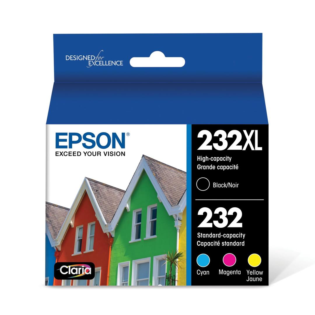 Epson232 Claria Ink High Capacity Black & Standard Color Cartridge Combo Pack (T232XL-BCS) Works with WorkForce WF-2930, WF-2950, Expression XP-4200, XP-4205