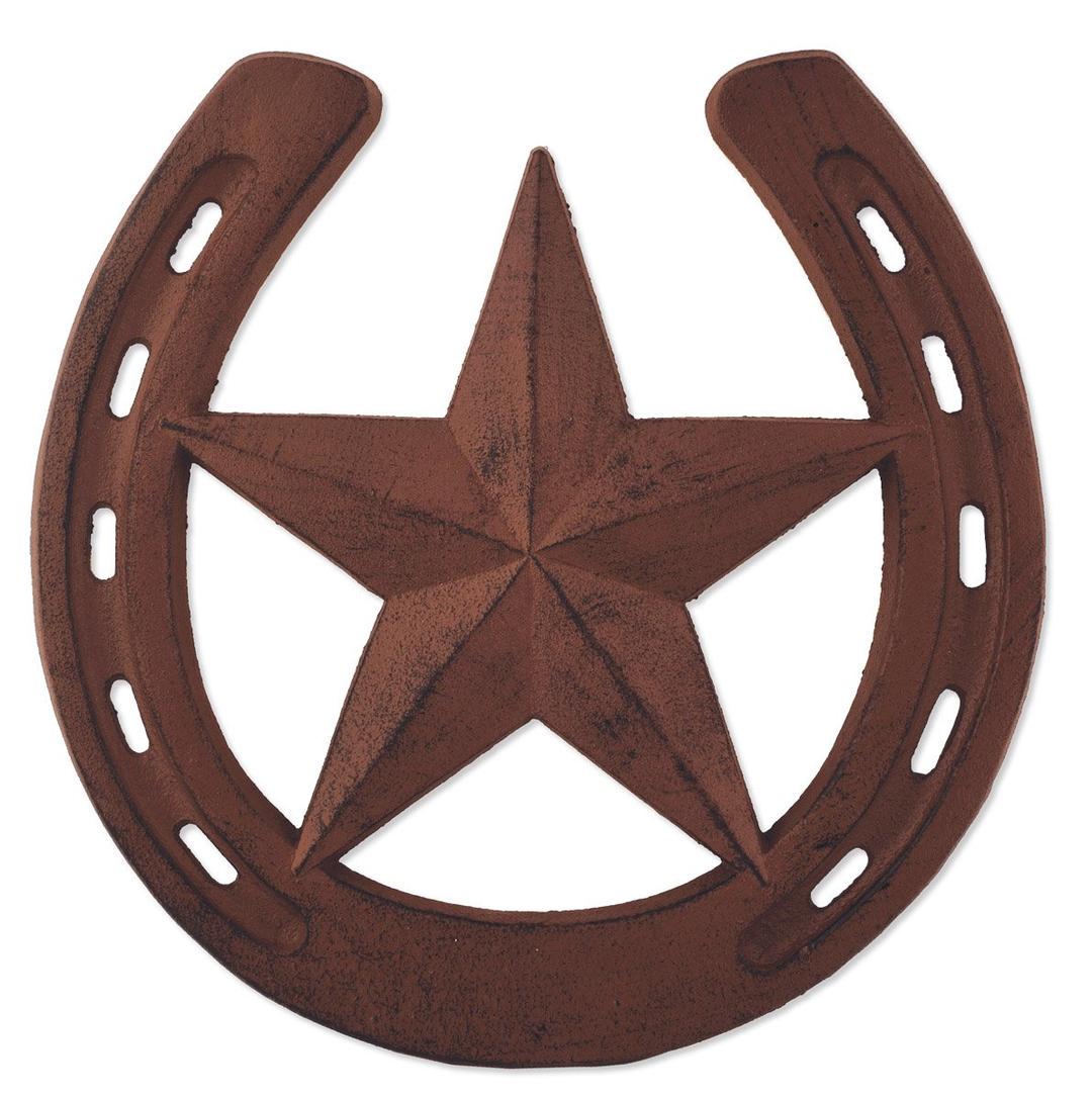 Sunset Vista DesignsHorsing Around Cast Iron Horse Shoe with Star Stepping Stone, 10-Inch Diameter