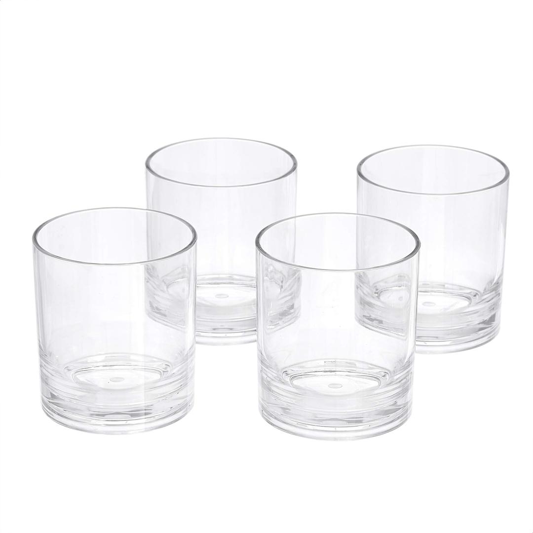 Amazon Basics Tritan Double Old Fashioned Glasses - 13-Ounce, Set Of 4(Plastic Material)