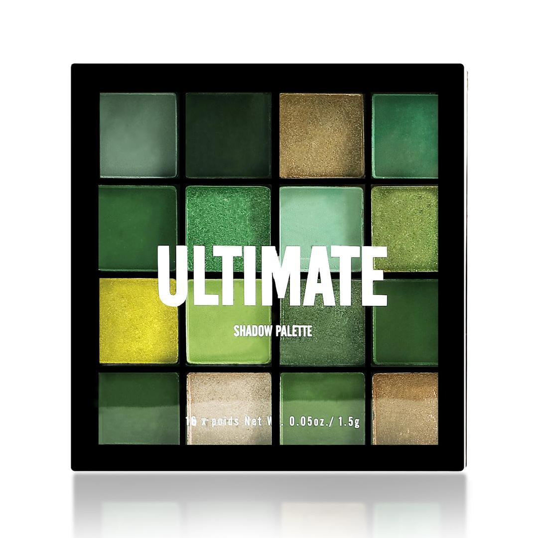 Boobeen Colorful Eyeshadow Palette Makeup-16 Colors, Matte and Glitter Eyeshadow, Bright Eyeshadow palettes, Blendable, Easy to Build Dramatic Glamour Looks (Green)