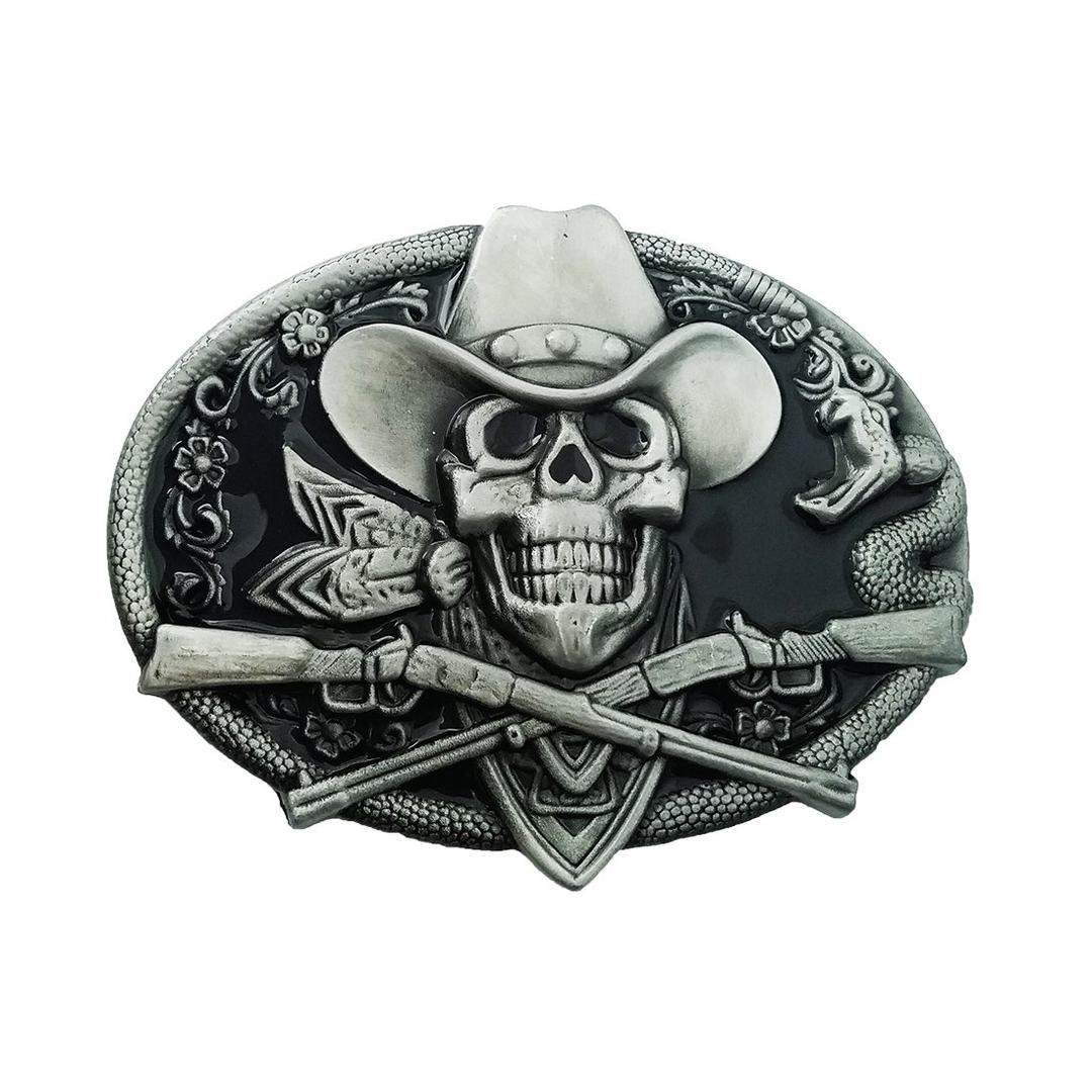 YOQUCOLGhost Skeleton Skull Belt Buckle for Men American Native Western Cowboy Belt Buckle