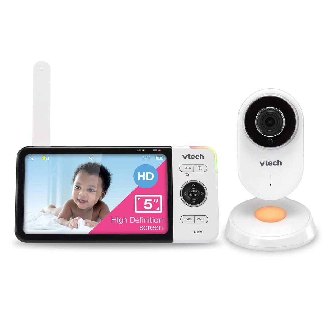 VTechVM818HD Baby Monitor, 5" 720p Screen, Night Light, 110-degree Wide-Angle True-Color DayVision, HD No Glare NightVision, 1000ft Range, 2-Way Talk, Secure Transmission No WiFi