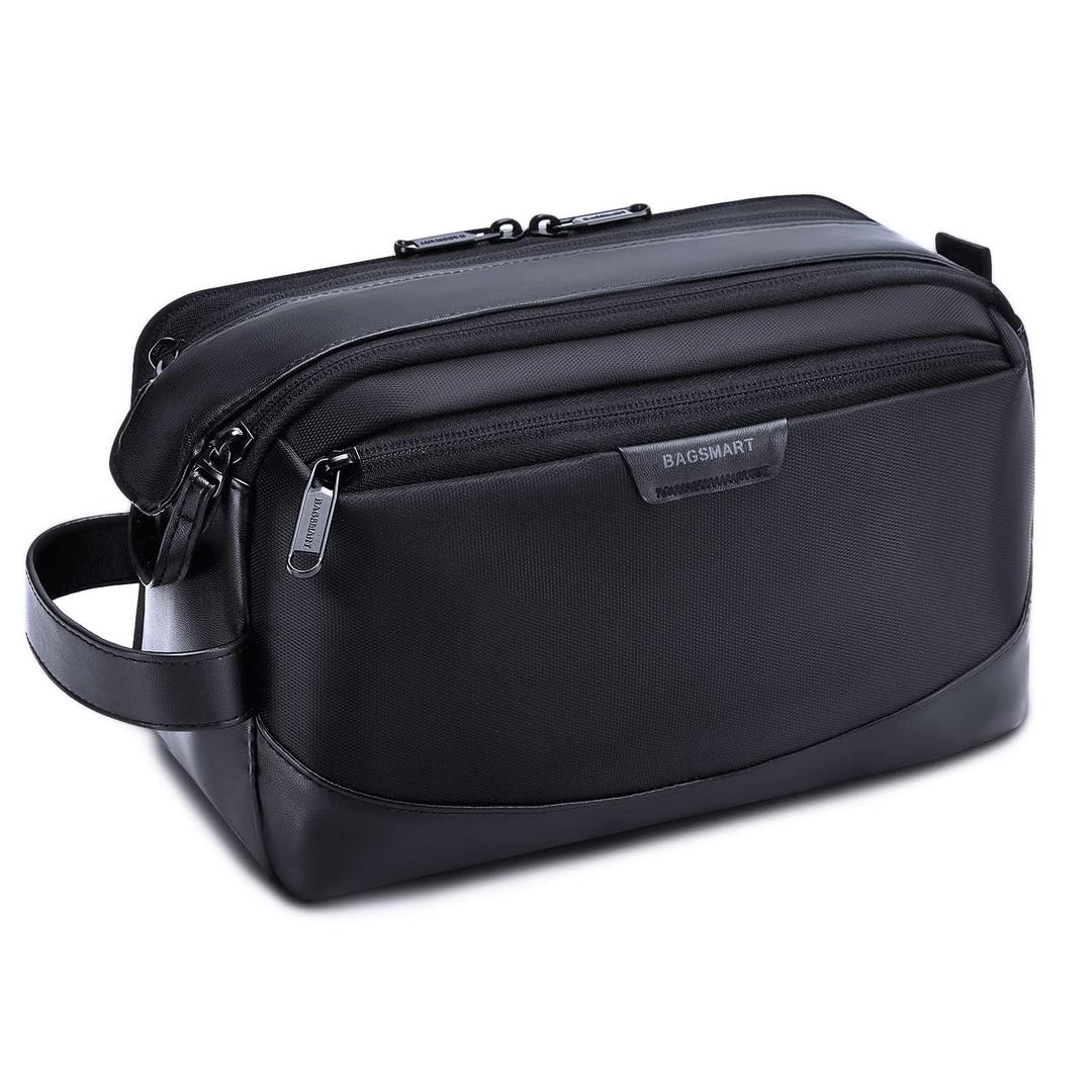 BAGSMARTToiletry Bag for Men, Large Travel Toiletry Organizer, Dopp Kit Water-resistant Shaving Bag for Toiletries Accessories - Black