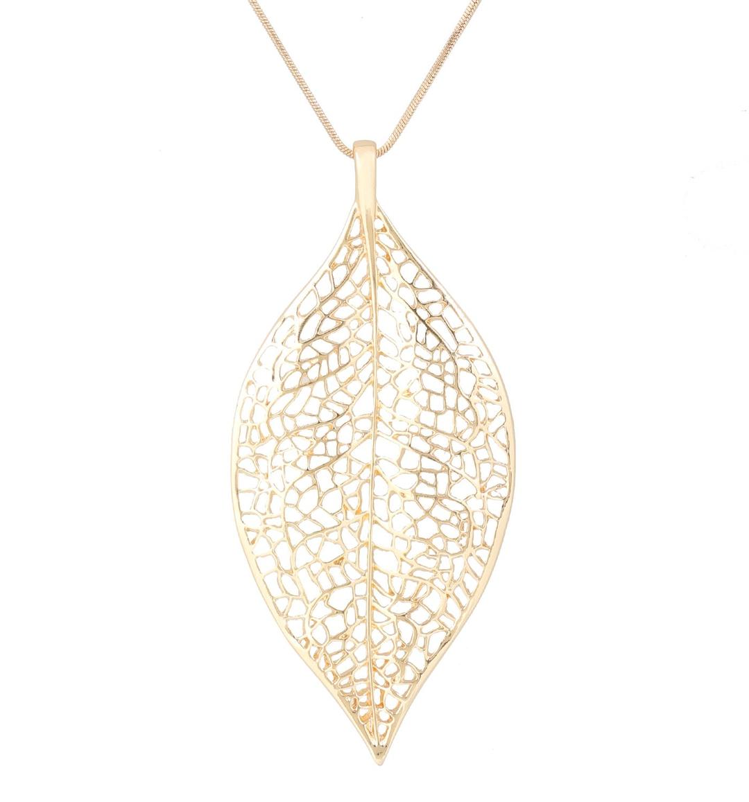 NLCAC Filigree Leaf Pedant Necklace Snake Chain Gorgeous Hollow Leaf Necklace for Women, Girls