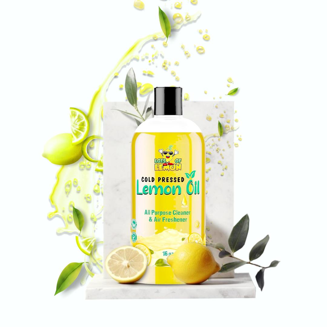 Cold Pressed Lemon Oil | 85% D-Limonene | Dilutes up to 16 Gallons | Concentrated Citrus Power | 16oz | USA Made | All Purpose Cleaner & Air Freshener